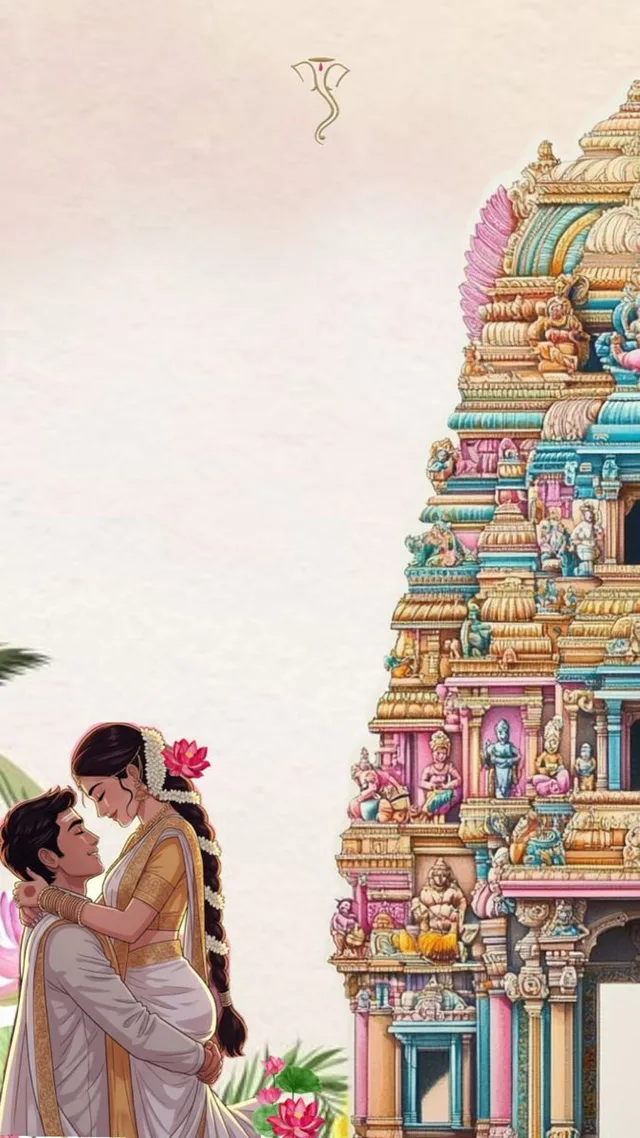 Temple Blessing Frame wedding card